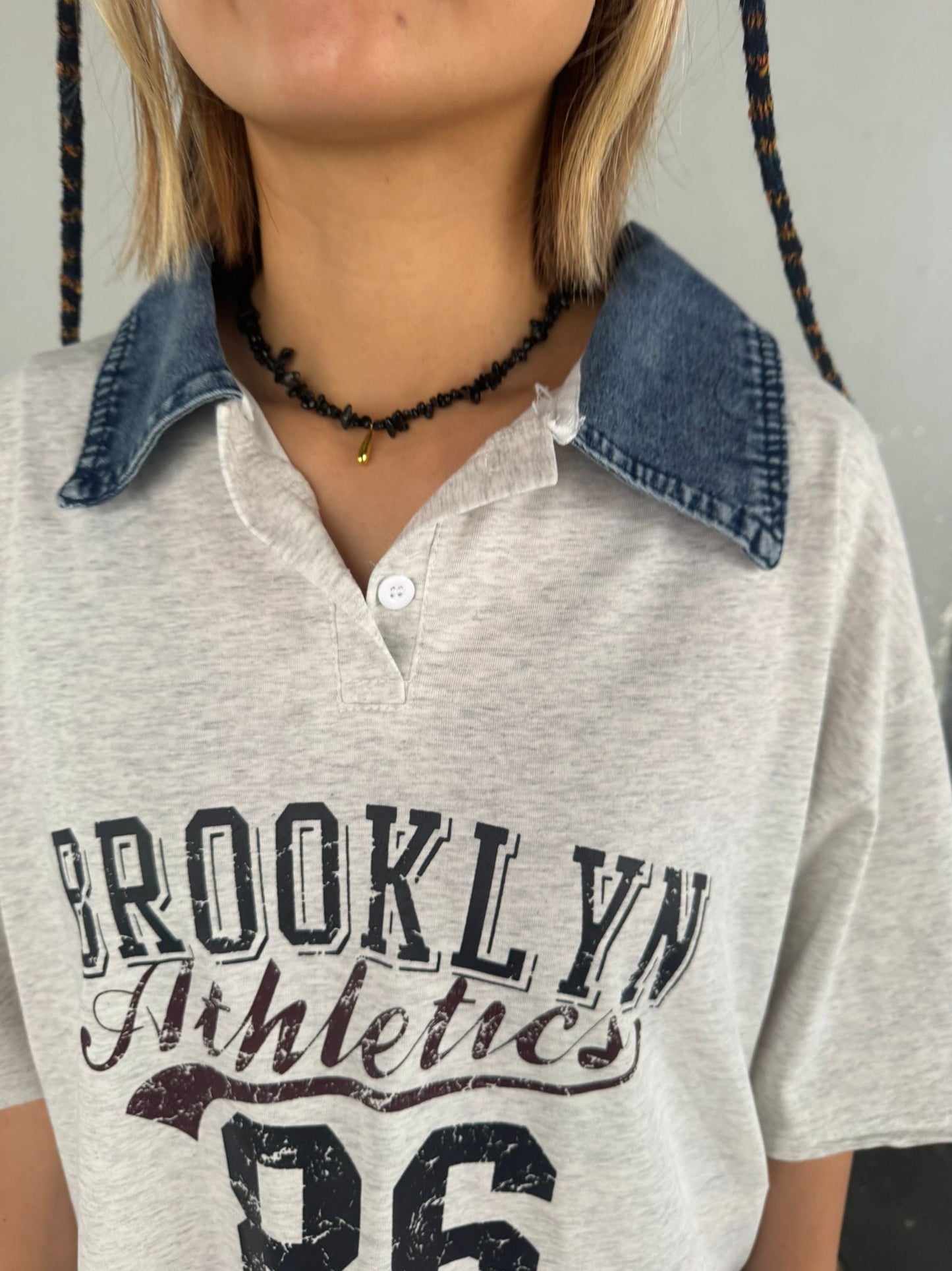 牛仔Polo領Top