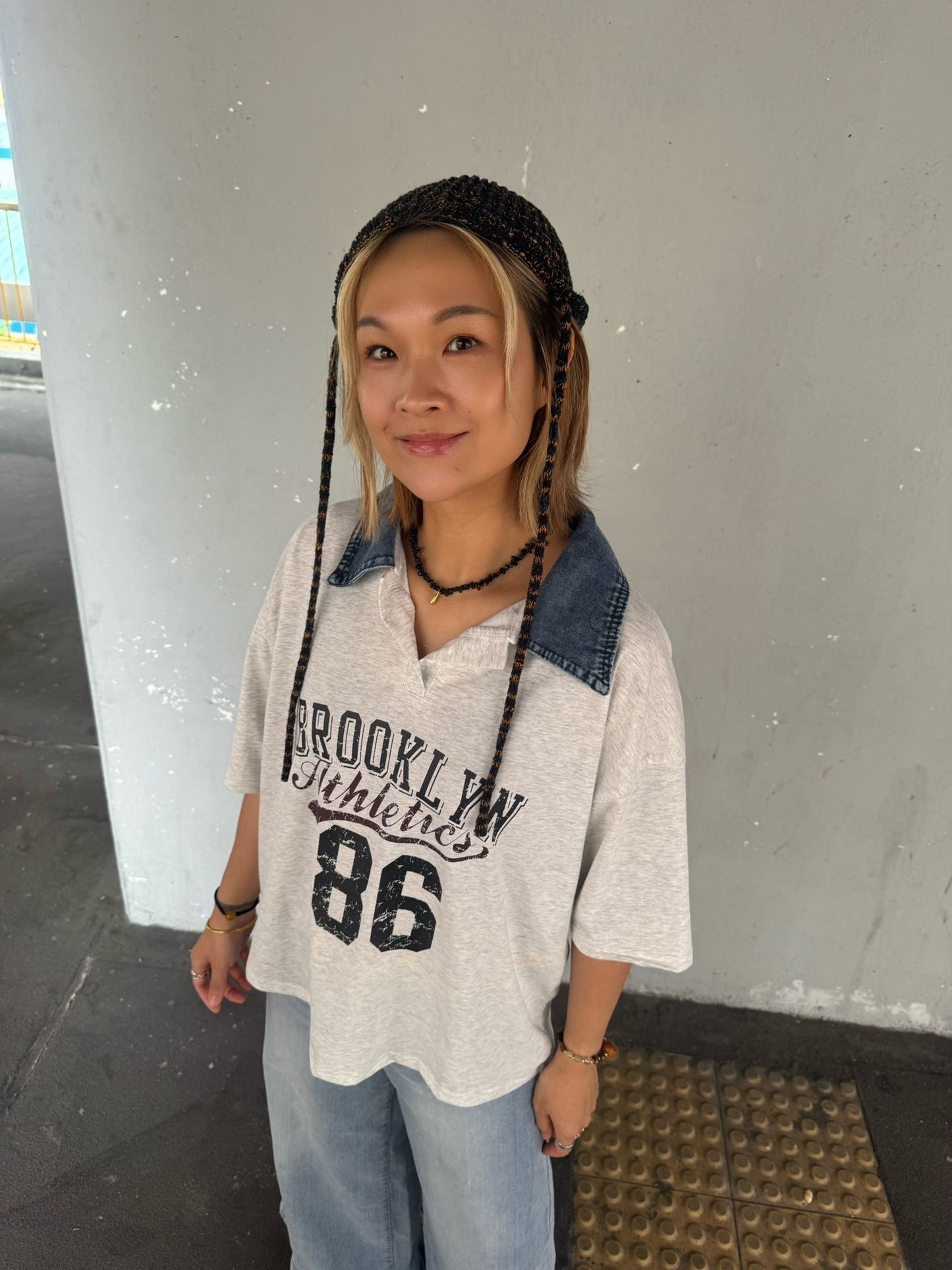 牛仔Polo領Top