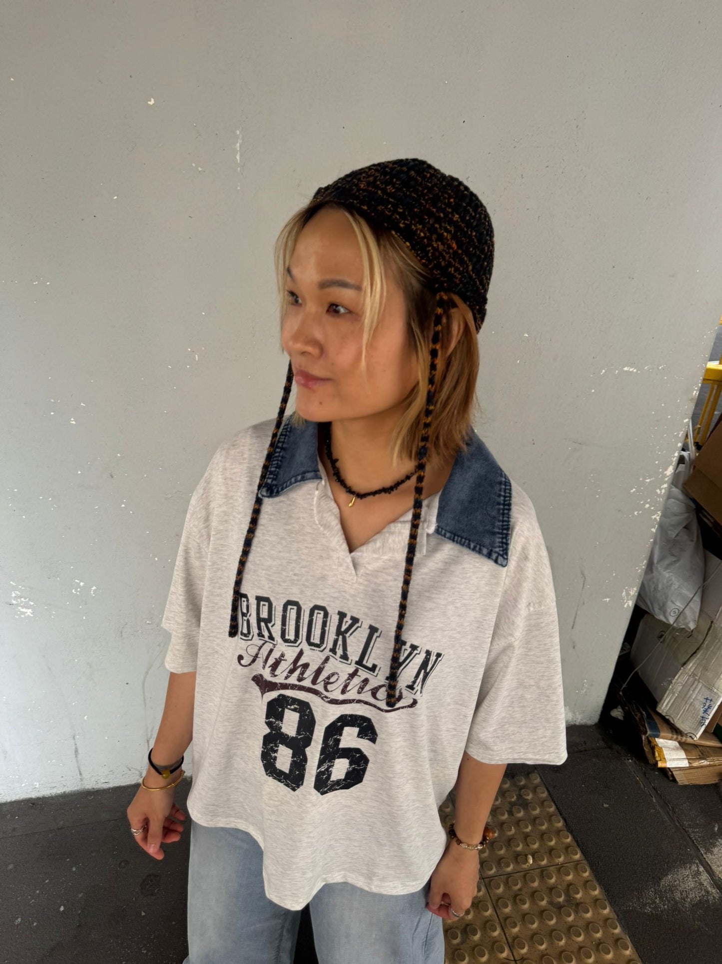 牛仔Polo領Top