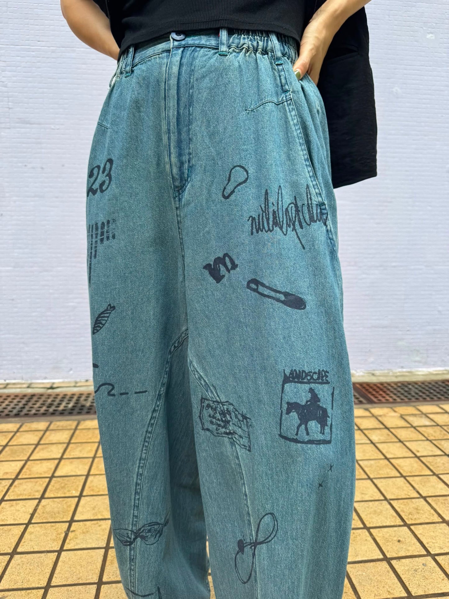 日本🇯🇵圖案超薄牛仔褲