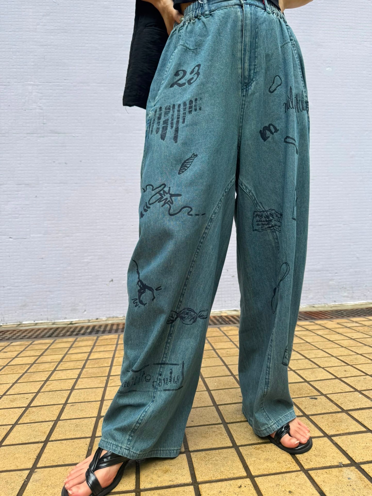 日本🇯🇵圖案超薄牛仔褲