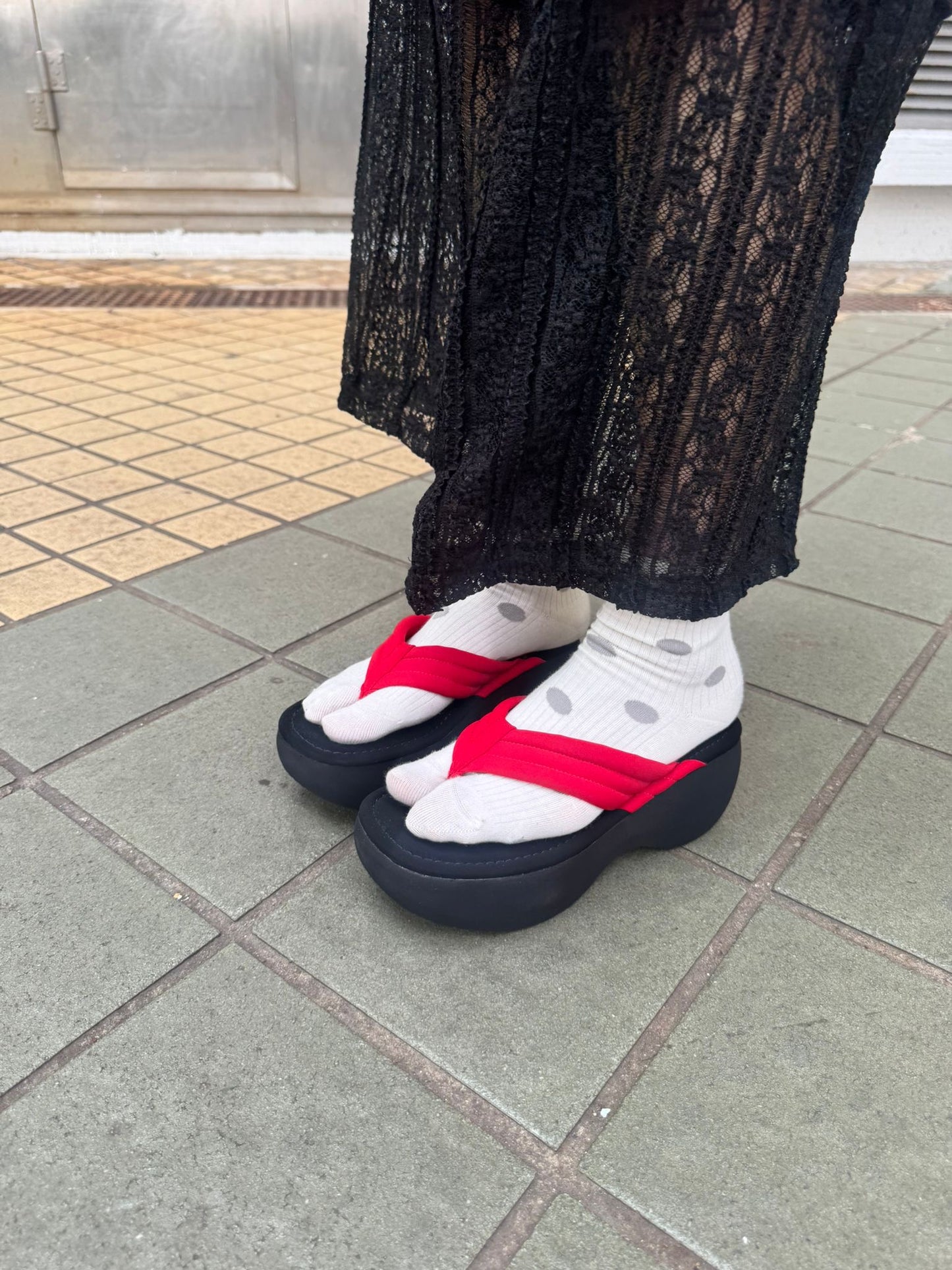 拼色厚底人字拖