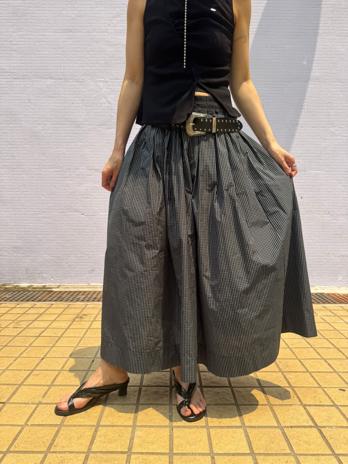 細格仔泡泡裙（全橡筋）