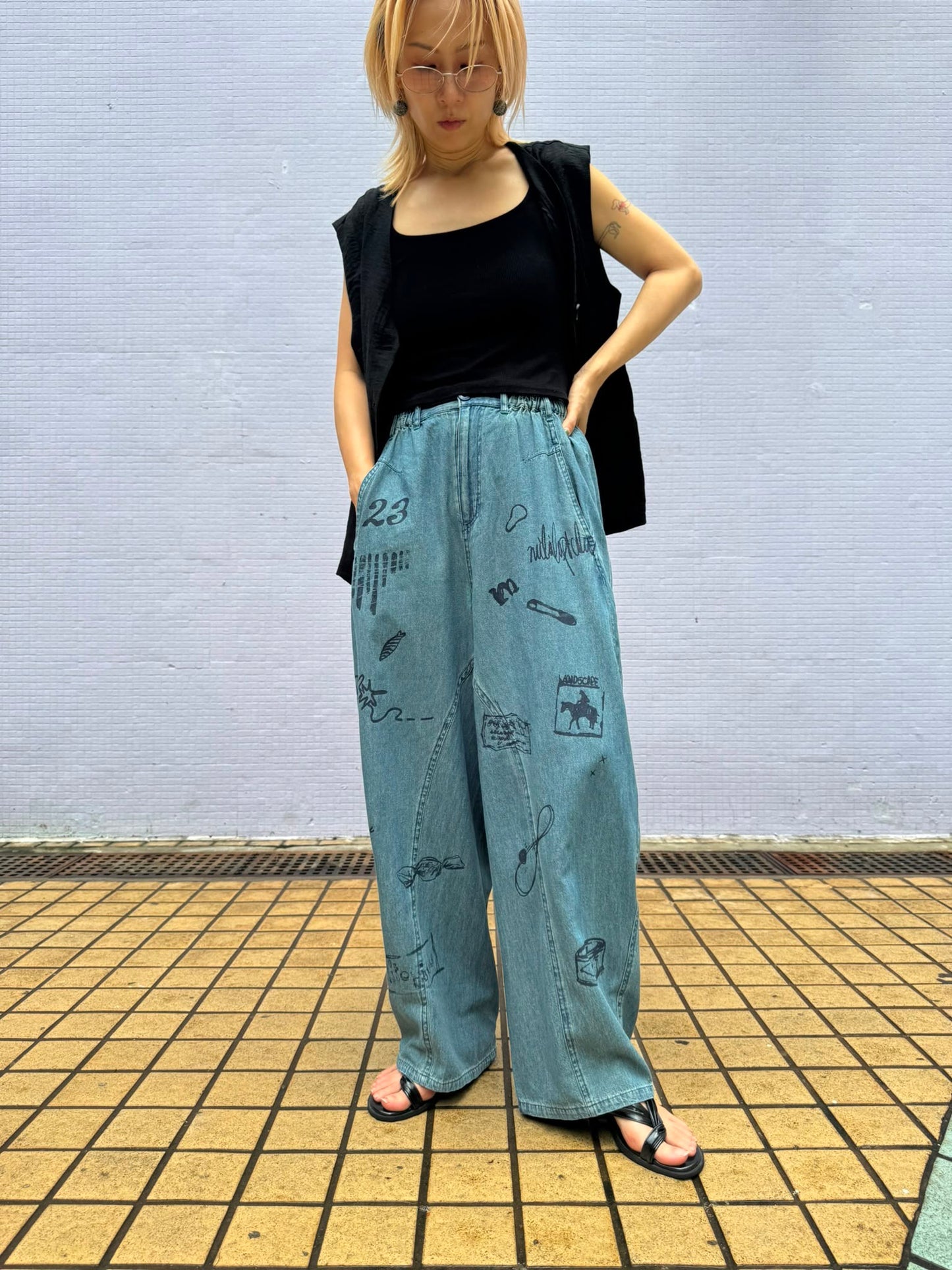 日本🇯🇵圖案超薄牛仔褲