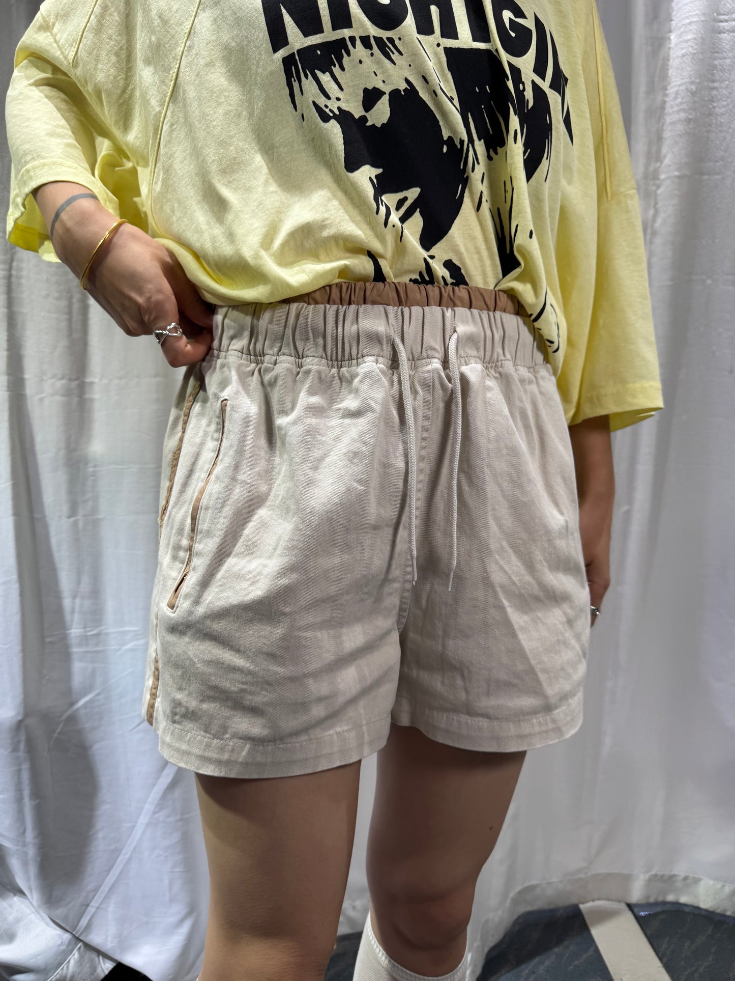 雙褲頭拼色短褲