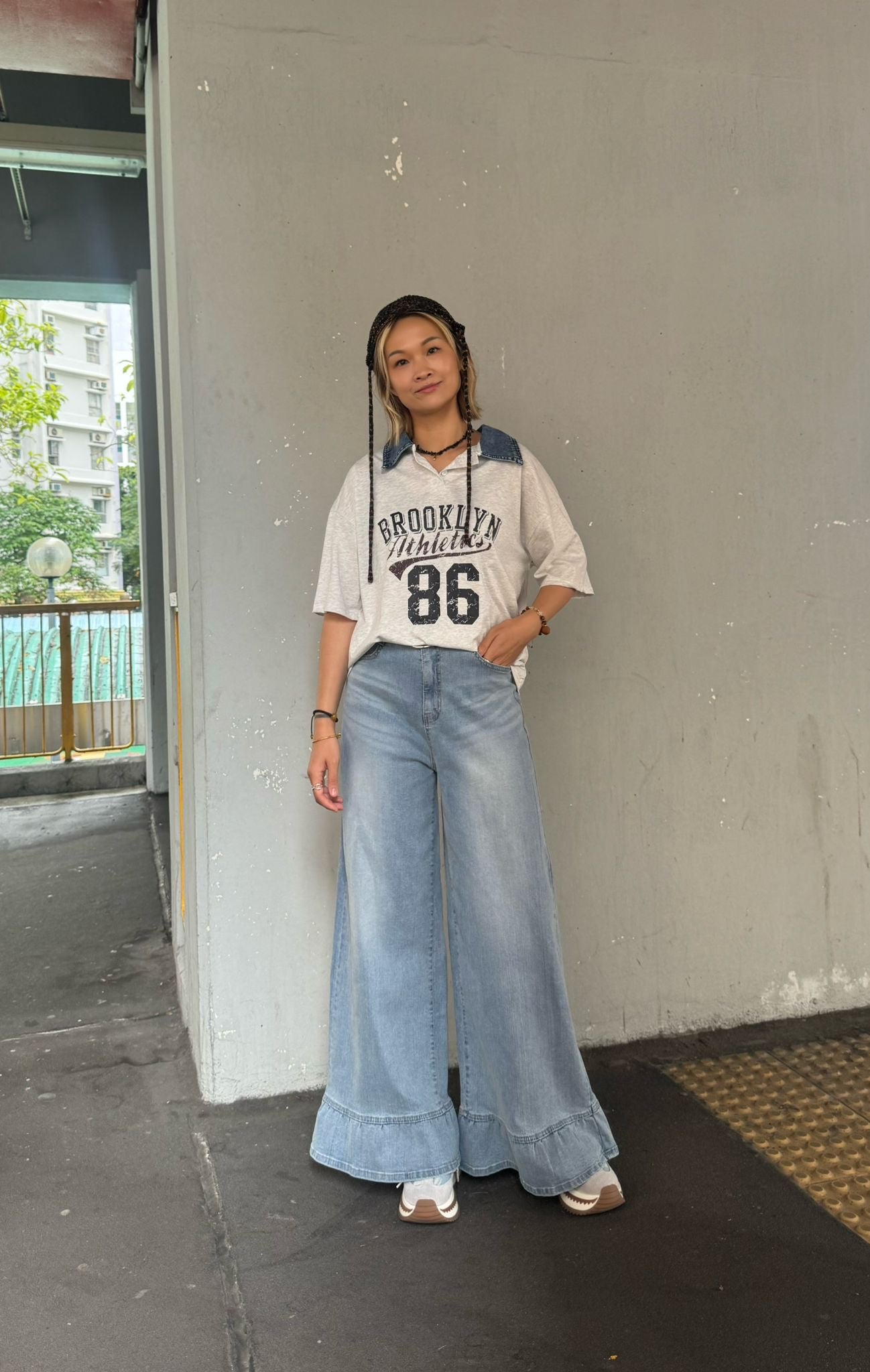 牛仔Polo領Top